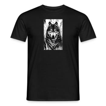 Loup | Prédateur | Chien | Mystique - T-shirt homme - noir - Devant - AI Model Male 178 light (178cm)