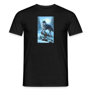 Loup | Prédateur | Chien | Mystique - T-shirt homme - noir - Devant - AI Model Male 178 light (178cm)