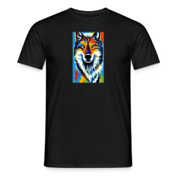 Loup | Prédateur | Chien | Mystique - T-shirt homme - noir - Devant - AI Model Male 178 light (178cm)
