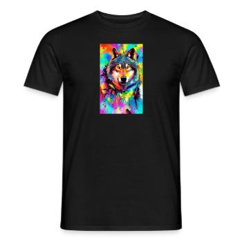 Loup | Prédateur | Chien | Mystique - T-shirt homme - noir - Devant - AI Model Male 178 light (178cm)