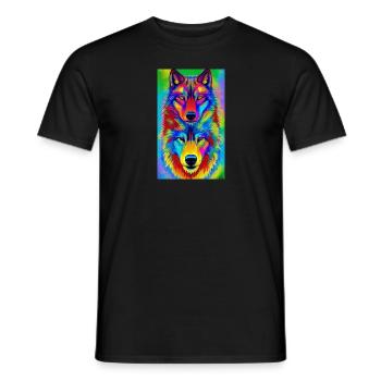 Loup | Prédateur | Chien | Mystique - T-shirt homme - noir - Devant - AI Model Male 178 light (178cm)