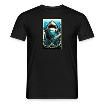 Shark | Great White Shark | Sea creature | Fish - Men's T-Shirt - black - Front - AI Model Male 178 light (178cm)