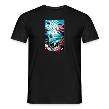 Shark | Great White Shark | Sea creature | Fish - Men's T-Shirt - black - Front - AI Model Male 178 light (178cm)