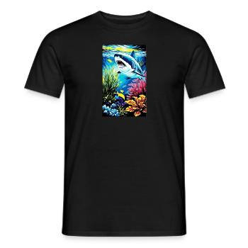 Shark | Great White Shark | Sea creature | Fish - Men's T-Shirt - black - Front - AI Model Male 178 light (178cm)