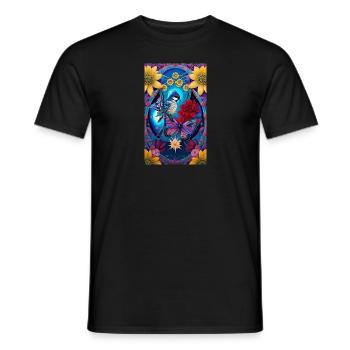 Flowers | Birds | Nature | Butterfly | Floral - Men's T-Shirt - black - Front - AI Model Male 178 light (178cm)