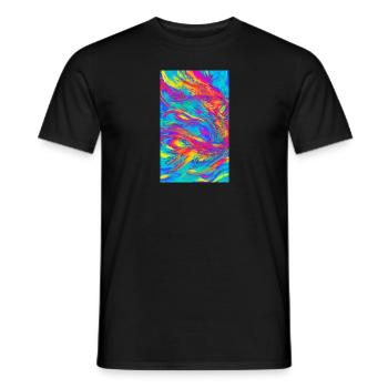 Lignes | Lignes ondulées | Symboles | Modèle - T-shirt homme - noir - Devant - AI Model Male 178 light (178cm)