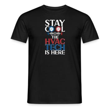 Chauffage, Climatisation, Ventilation, Technicien - T-shirt homme - noir - Devant - AI Model Male 178 light (178cm)