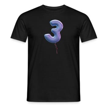 Number 3 as balloon: birthday, anniversary, winner - Men's T-Shirt - black - Front - AI Model Male 178 light (178cm)