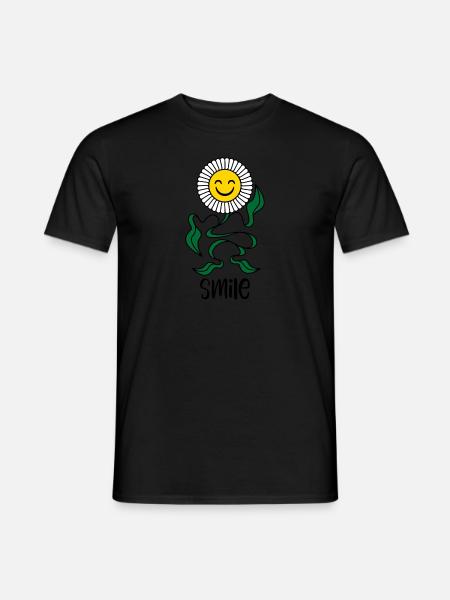 Positives Blumen Lächeln - Männer T-Shirt - Schwarz