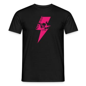 Live Wire Skull Fushia - Men's T-Shirt - black - Front - AI Model Male 178 light (178cm)