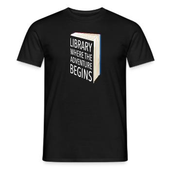 Adventure Begins At Your Library - Men's T-Shirt - black - Front - AI Model Male 178 light (178cm)