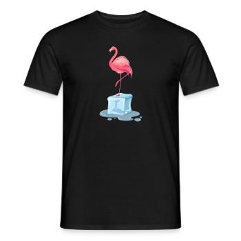 Exotic Ice Bath Flamingo Winter Swimming Ice Bath - Men's T-Shirt - black - Front - AI Model Male 178 light (178cm)