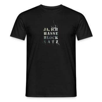 Blocksatz - Männer T-Shirt - Schwarz - Vorne - AI Model Male 178 light (178cm)