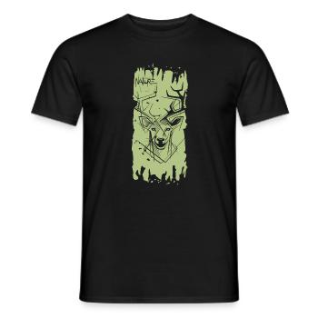 Nature Brush Reindeer Deer Moose Brush Stroke Logo - Men's T-Shirt - black - Front - AI Model Male 178 light (178cm)