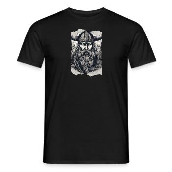 Norseman Legende Wikinger Gehörnter Helm Bart Grau - Männer T-Shirt - Schwarz - Vorne - AI Model Male 178 light (178cm)