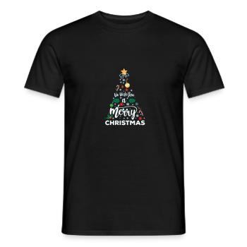Christmas tree sweater - Men's T-Shirt - black - Front - AI Model Male 178 light (178cm)