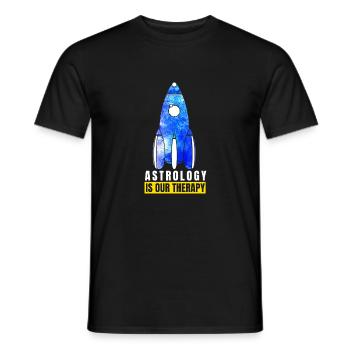 Abstract Delightful Rocket Of Cheerful Astro Quote - Men's T-Shirt - black - Front - AI Model Male 178 light (178cm)
