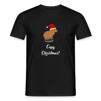 Capy Christmas! - Men's T-Shirt - black - Front - AI Model Male 178 light (178cm)