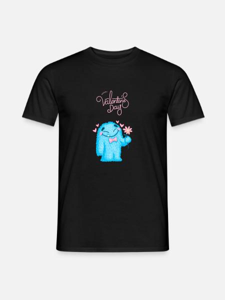 Valentintstag Süßes Blaues Monster Valentines Day - Männer T-Shirt - Schwarz