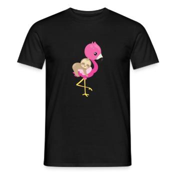 Cute Sloth Flamingo - Men's T-Shirt - black - Front - AI Model Male 178 light (178cm)