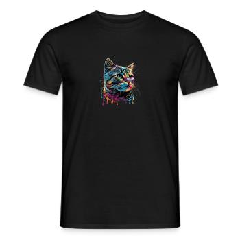Colorful American Shorthair Cat Gaze - Männer T-Shirt - Schwarz - Vorne - AI Model Male 178 light (178cm)