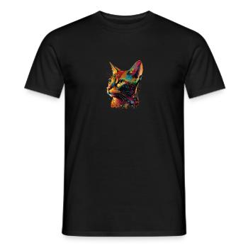Abyssinian Cat Colorful Gaze - Männer T-Shirt - Schwarz - Vorne - AI Model Male 178 light (178cm)
