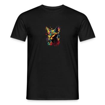 Abyssinian Cat Colorful Gaze - Männer T-Shirt - Schwarz - Vorne - AI Model Male 178 light (178cm)