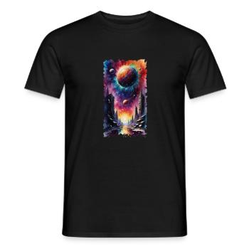 Space City Watercolor - Men's T-Shirt - black - Front - AI Model Male 178 light (178cm)