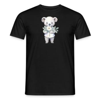 Koala mignon et mignon avec bouquet de fleurs - T-shirt homme - noir - Devant - AI Model Male 178 light (178cm)