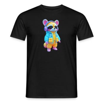 Raccoon with headphones - Men's T-Shirt - black - Front - AI Model Male 178 light (178cm)