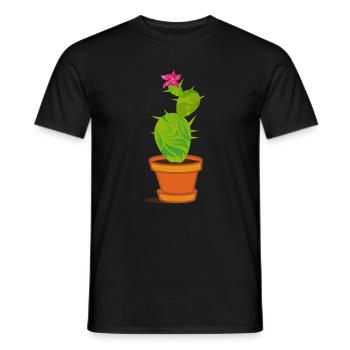 A cactus with blossom - Men's T-Shirt - black - Front - AI Model Male 178 light (178cm)