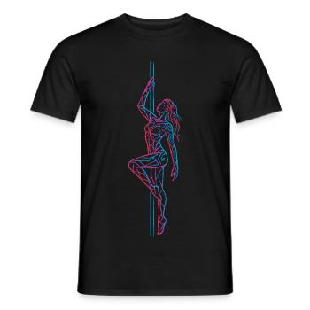 Pole Dance Line Art: Abstract Tattoo Woman - Men's T-Shirt - black - Front - AI Model Male 178 light (178cm)