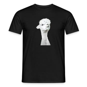 Alpaga moelleux et curieux, alpaga à motif animalier - T-shirt homme - noir - Devant - AI Model Male 178 light (178cm)