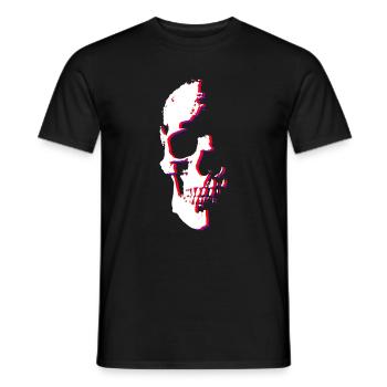 Halber Totenkopf - Glitch - Männer T-Shirt - Schwarz - Vorne - AI Model Male 178 light (178cm)