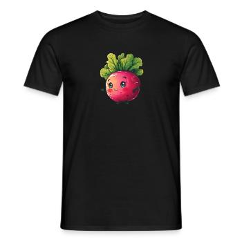 Radishes happy comic style - Men's T-Shirt - black - Front - AI Model Male 178 light (178cm)