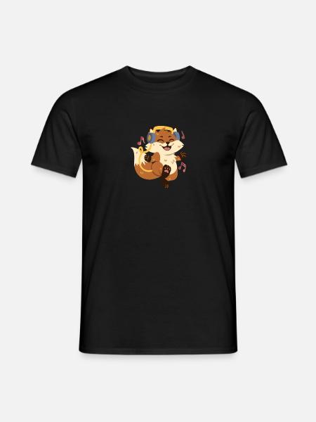 Fuchs hört Musik und tanzt - Männer T-Shirt - Schwarz