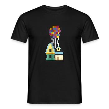 house with balloons - Men's T-Shirt - black - Front - AI Model Male 178 light (178cm)