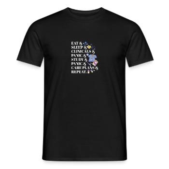 Eat Sleep Clinicals Panic Funny Nurse Medical - Men's T-Shirt - black - Front - AI Model Male 178 light (178cm)