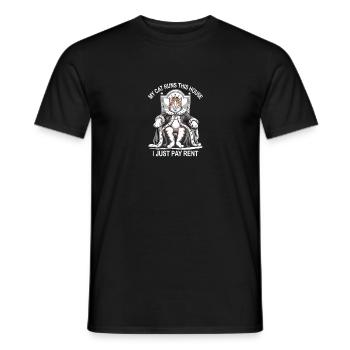 Meine Katze betreibt dieses Haus, ich zahle nur Miete - Männer T-Shirt - Schwarz - Vorne - AI Model Male 178 light (178cm)