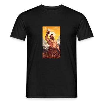 Strong Muscle Man Beer in Mountains Gift Dad - Men's T-Shirt - black - Front - AI Model Male 178 light (178cm)