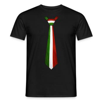 Italy flag as a fake tie for Italians - Men's T-Shirt - black - Front - AI Model Male 178 light (178cm)