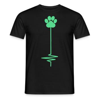 Dog Paw Print Heartbeat Love Dogs - Men's T-Shirt - black - Front - AI Model Male 178 light (178cm)