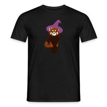Red panda disguised as a witch for Halloween - Men's T-Shirt - black - Front - AI Model Male 178 light (178cm)