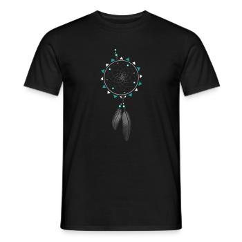 Capteur de rêves avec des perles et des plumes. - T-shirt homme - noir - Devant - AI Model Male 178 light (178cm)