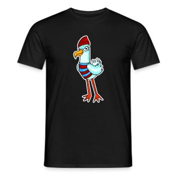 North Sea Seagull Motif Bird - Men's T-Shirt - black - Front - AI Model Male 178 light (178cm)