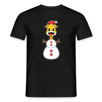 Girafe Noël bonhomme de neige - T-shirt homme - noir - Devant - AI Model Male 178 light (178cm)