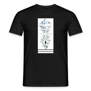 Penguin in Mountains asks But Why - Men's T-Shirt - black - Front - AI Model Male 178 light (178cm)