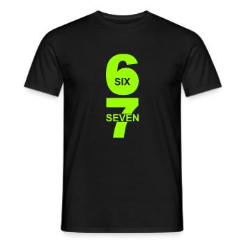 Six Seven - 67 - Typo - Meme - Basketball - 6-7 - Men's T-Shirt - black - Front - AI Model Male 178 light (178cm)