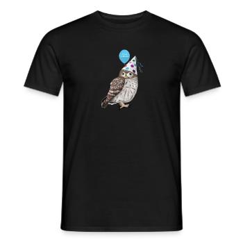 Eule feiert Geburtstag Party Vogel Vogelfreund - Männer T-Shirt - Schwarz - Vorne - AI Model Male 178 light (178cm)