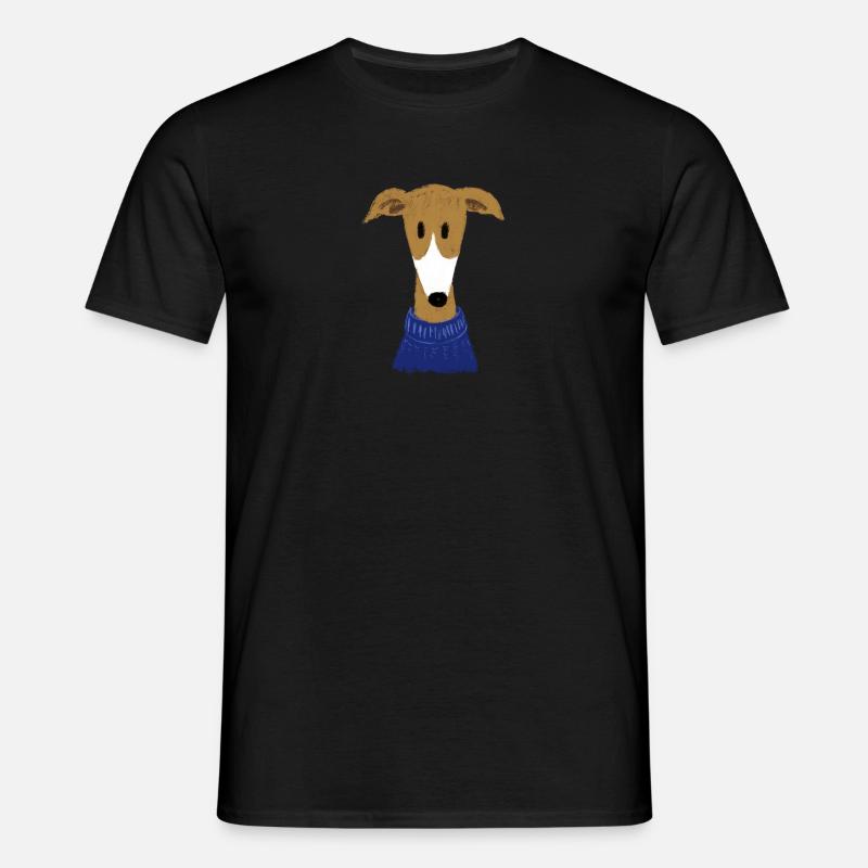 Windhund in blauem Pulli - Männer T-Shirt - Schwarz